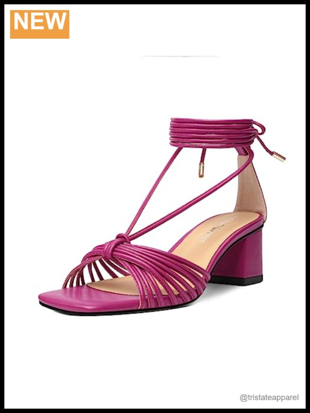 Womens Lace Up Matte Open Toe Ankle Wrap Low Heel Sandals 2.2 Inch